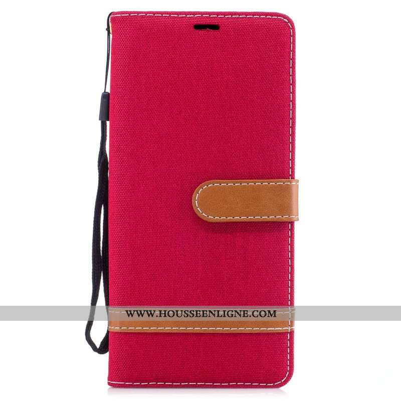 Étui Samsung Galaxy Note 8 Portefeuille Tendance En Denim Carte Rouge Tout Compris Téléphone Portabl
