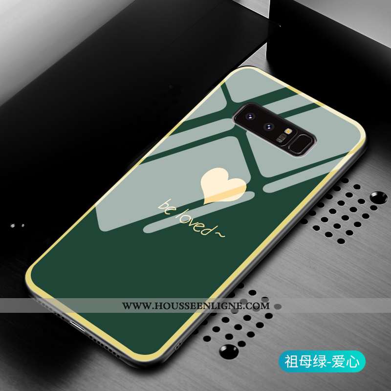 Étui Samsung Galaxy Note 8 Verre Silicone Téléphone Portable Étoile Amour Rose Protection