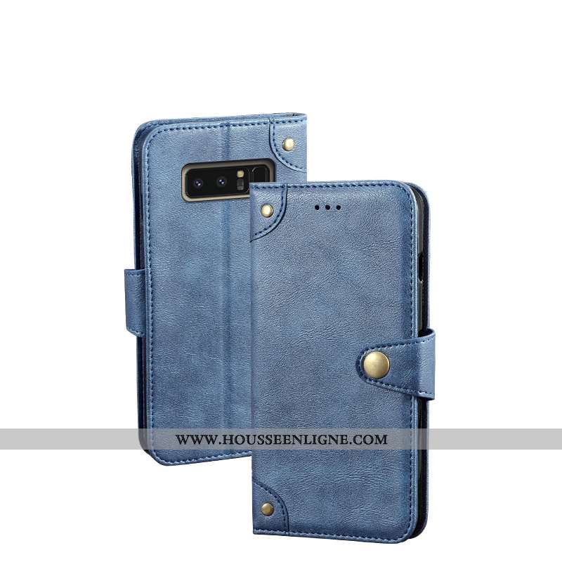 Étui Samsung Galaxy Note 8 Vintage Portefeuille Téléphone Portable Cuir Fluide Doux Incassable Bleu 