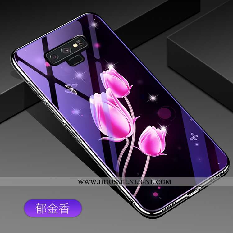 Étui Samsung Galaxy Note 9 Verre Mode Violet Téléphone Portable Étoile Coque