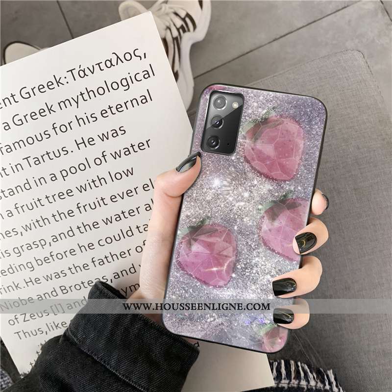 Étui Samsung Galaxy Note20 Modèle Fleurie Téléphone Portable Losange Cœur Incassable Étoile Coque Bl