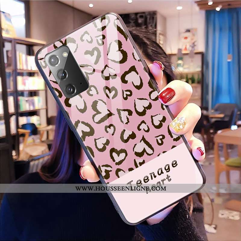 Étui Samsung Galaxy Note20 Tendance Modèle Fleurie Coque Incassable Rose Verre Tout Compris