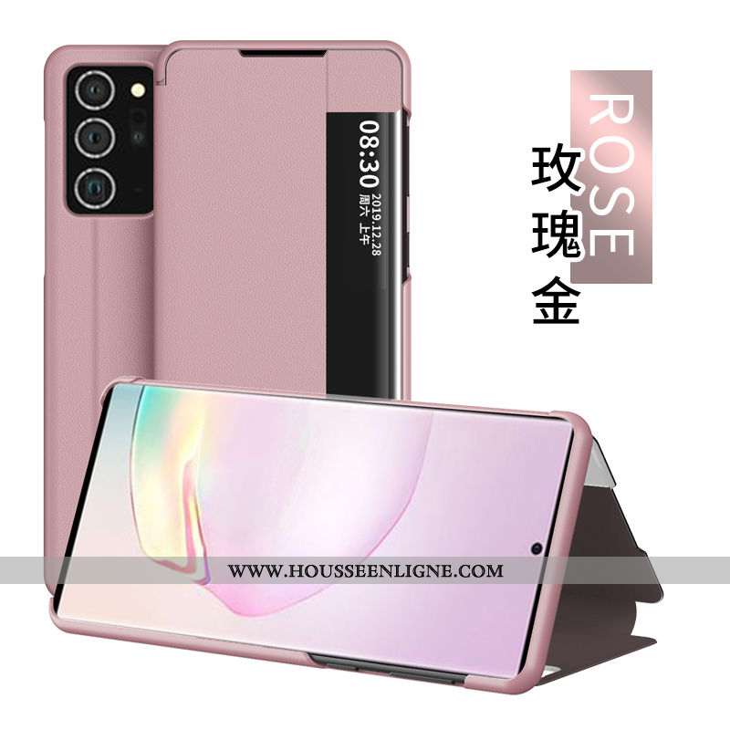 Étui Samsung Galaxy Note20 Ultra Cuir Windows Tout Compris Rose Téléphone Portable Housse