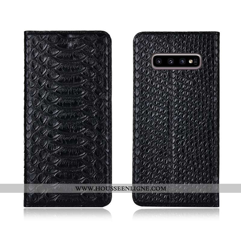 Étui Samsung Galaxy S10 Cuir Véritable Cuir Incassable Étoile Noir Nouveau