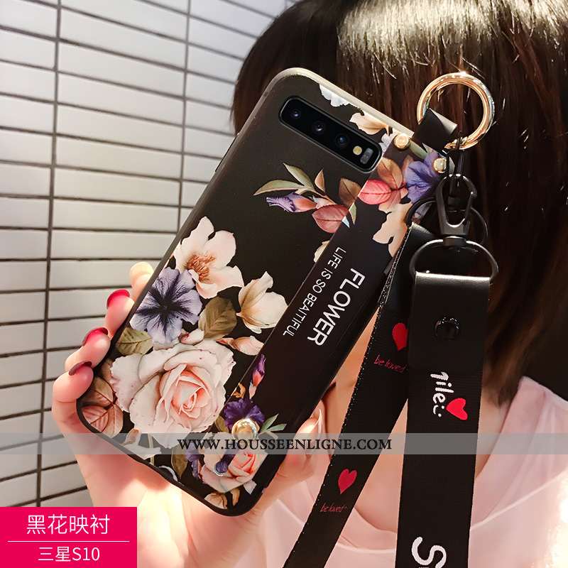 Étui Samsung Galaxy S10 Délavé En Daim Personnalité 2020 Fluide Doux Noir Téléphone Portable Coque