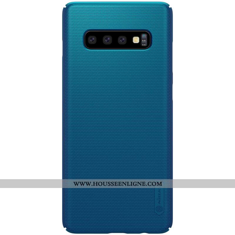 Étui Samsung Galaxy S10+ Délavé En Daim Protection Difficile Bleu Tout Compris Téléphone Portable