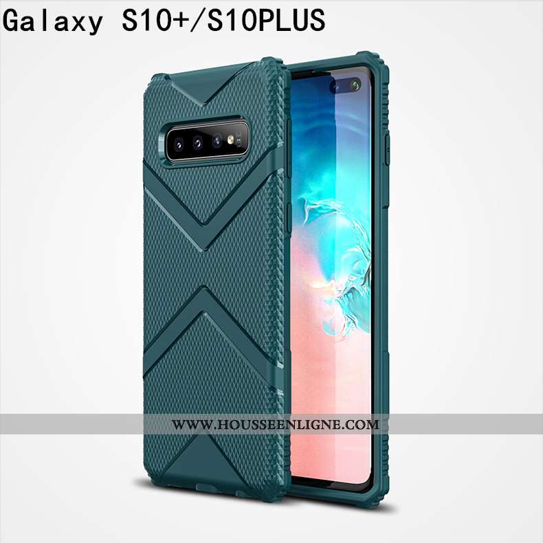 Étui Samsung Galaxy S10+ Légère Silicone Nouveau Étoile Tout Compris Protection Personnalité Verte