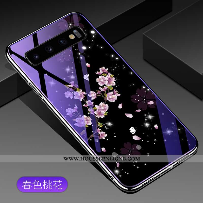 Étui Samsung Galaxy S10+ Personnalité Créatif Verre Téléphone Portable Coque Protection Violet