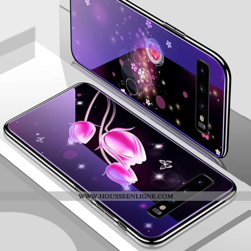 Étui Samsung Galaxy S10+ Personnalité Créatif Verre Téléphone Portable Coque Protection Violet