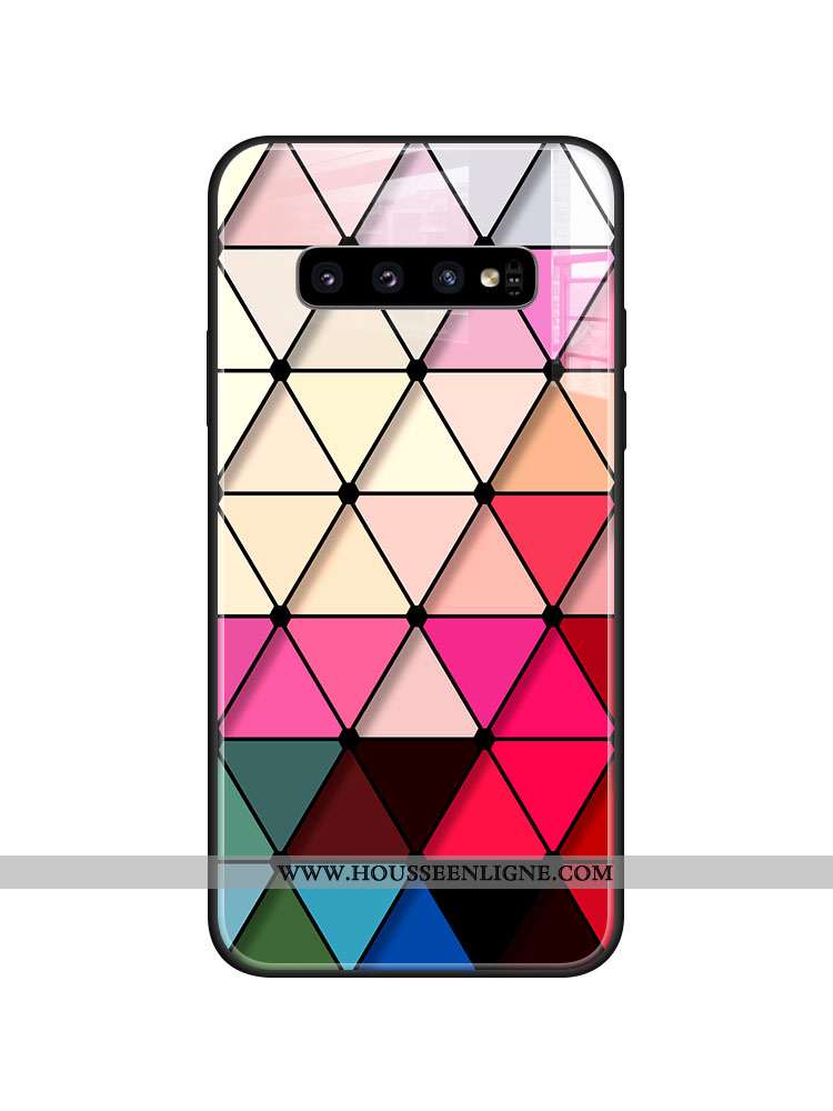 Étui Samsung Galaxy S10 Personnalité Tendance Téléphone Portable Rouge Incassable Coque Verre