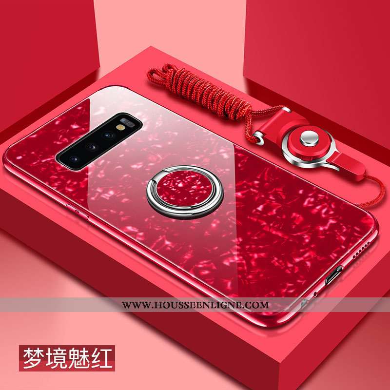 Étui Samsung Galaxy S10 Verre Fluide Doux Téléphone Portable Incassable Net Rouge Coquille