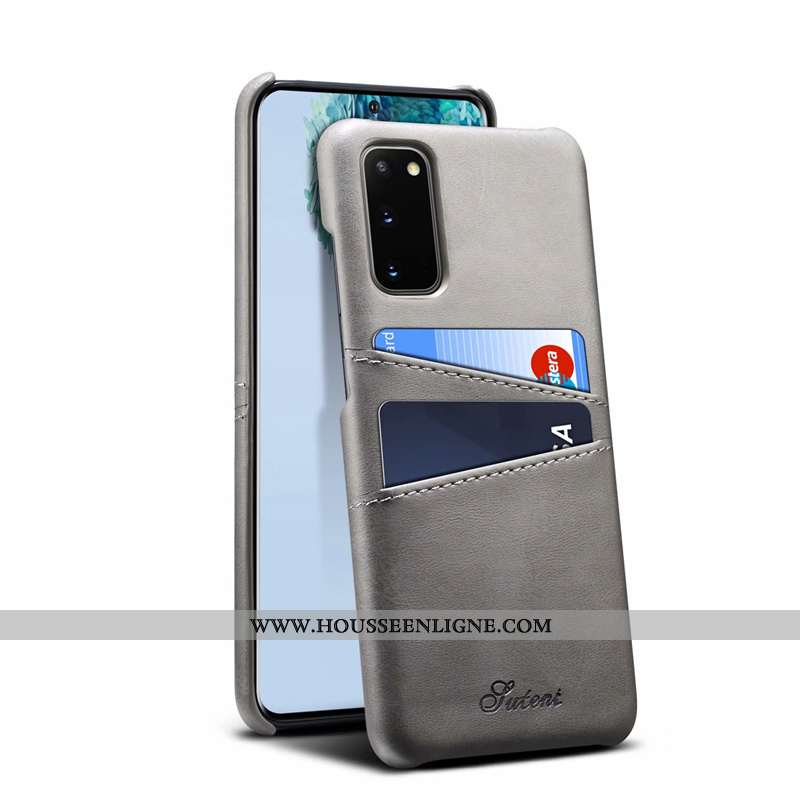 Étui Samsung Galaxy S20 Cuir Protection Gris Téléphone Portable Coque Étoile