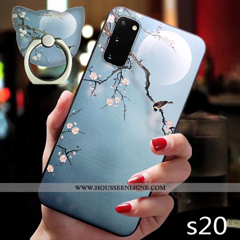 Étui Samsung Galaxy S20 Délavé En Daim Personnalité Silicone Ultra Style Chinois Coque Créatif Rose