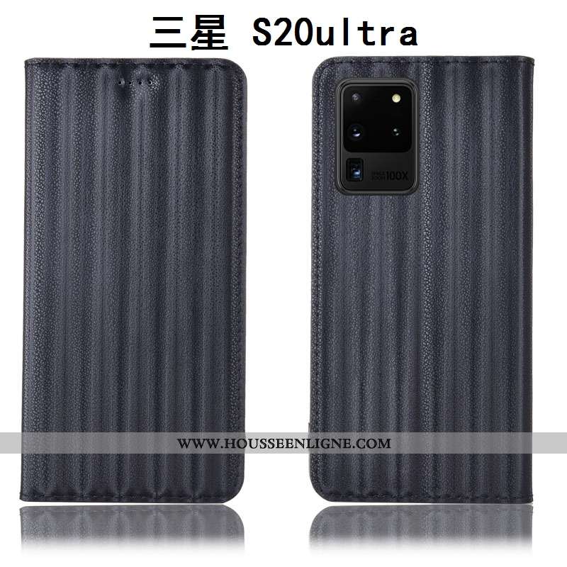 Étui Samsung Galaxy S20 Ultra Protection Cuir Véritable Coque Violet Incassable Téléphone Portable D