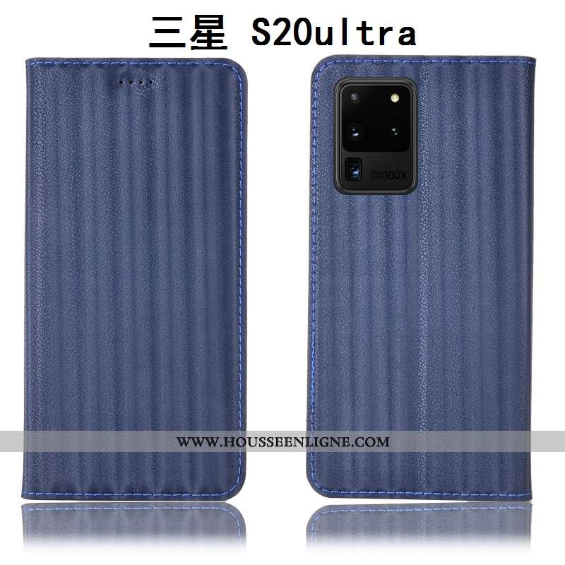 Étui Samsung Galaxy S20 Ultra Protection Cuir Véritable Coque Violet Incassable Téléphone Portable D