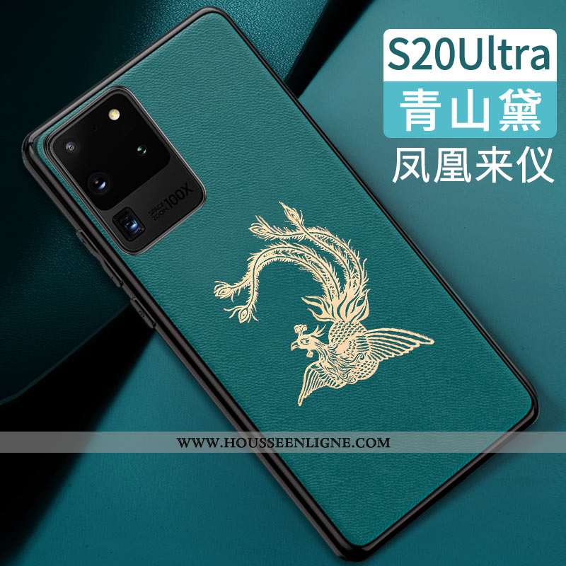 Étui Samsung Galaxy S20 Ultra Tendance Cuir Silicone Tout Compris Modèle Fleurie Style Chinois Orang