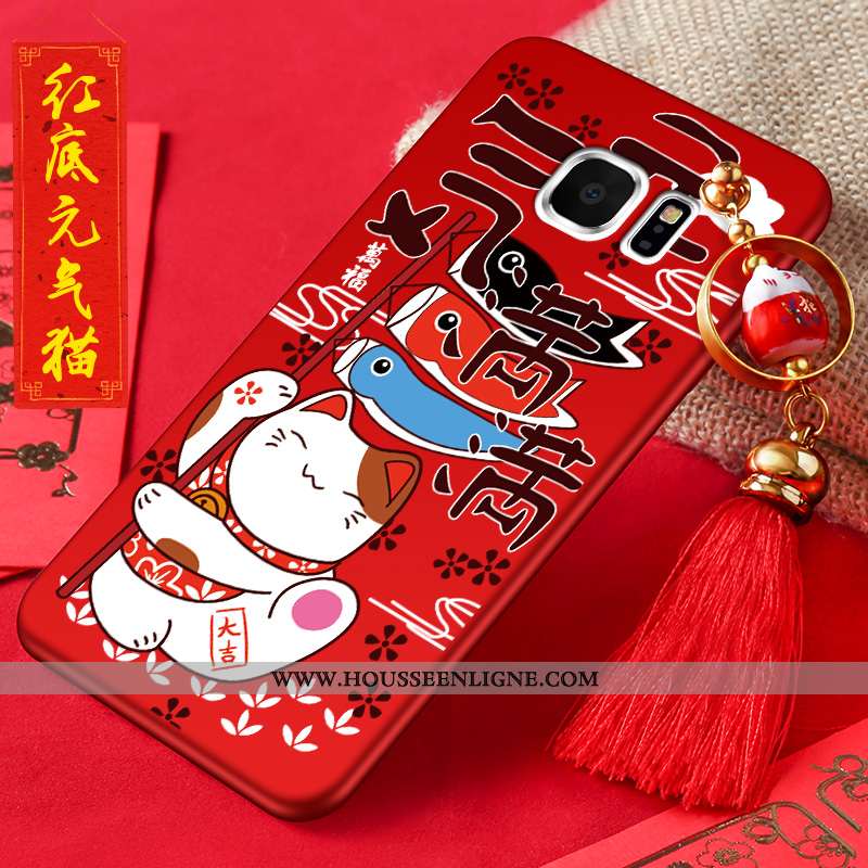 Étui Samsung Galaxy S6 Légère Fluide Doux Chat Richesse Téléphone Portable Légères Créatif Rouge