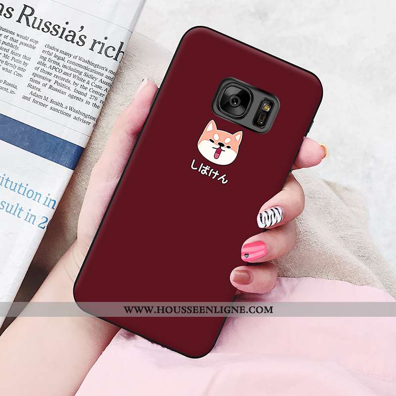 Étui Samsung Galaxy S7 Créatif Dessin Animé Téléphone Portable Vin Rouge Étoile Fluide Doux Personna