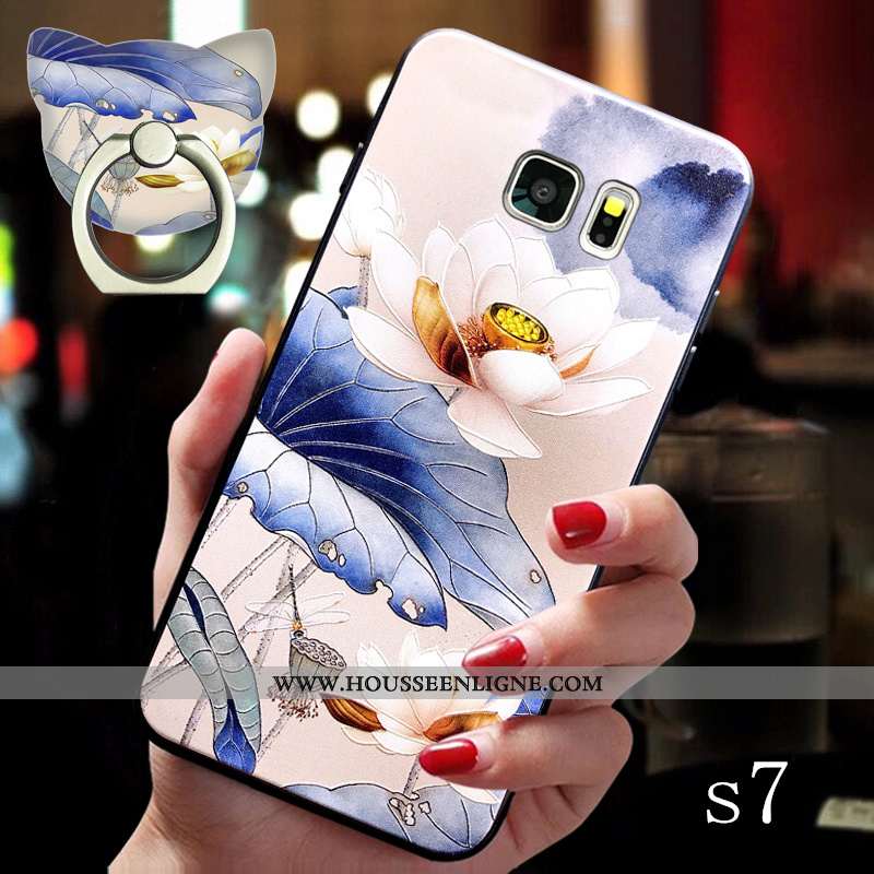 Étui Samsung Galaxy S7 Délavé En Daim Ornements Suspendus Créatif Support Étoile Téléphone Portable 