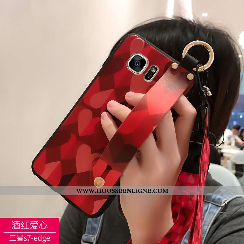Étui Samsung Galaxy S7 Edge Fluide Doux Silicone Protection Net Rouge Incassable Ornements Suspendus
