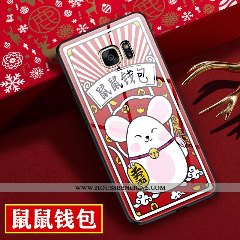Étui Samsung Galaxy S7 Edge Légère Protection Téléphone Portable Créatif Style Chinois Verre Rouge