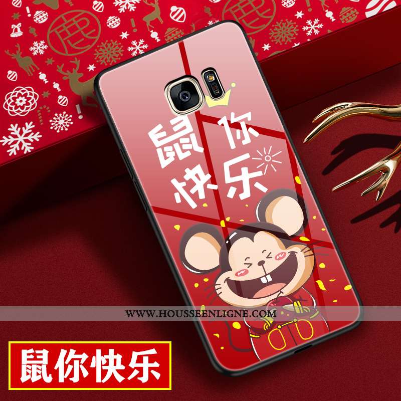 Étui Samsung Galaxy S7 Edge Légère Protection Téléphone Portable Créatif Style Chinois Verre Rouge