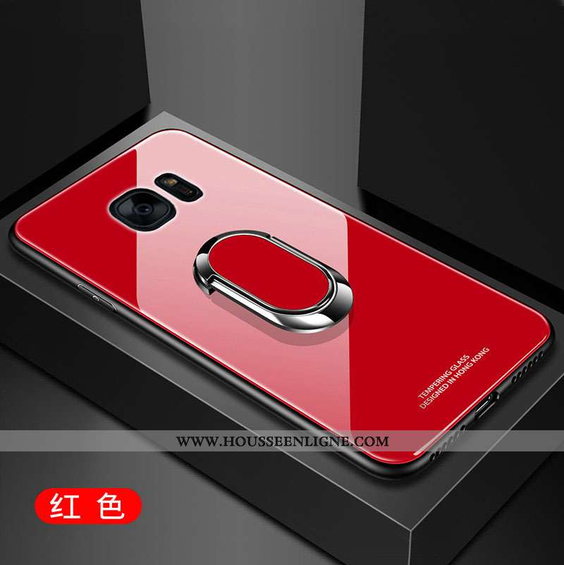 Étui Samsung Galaxy S7 Edge Silicone Protection Membrane Verre Coque Incassable Rouge
