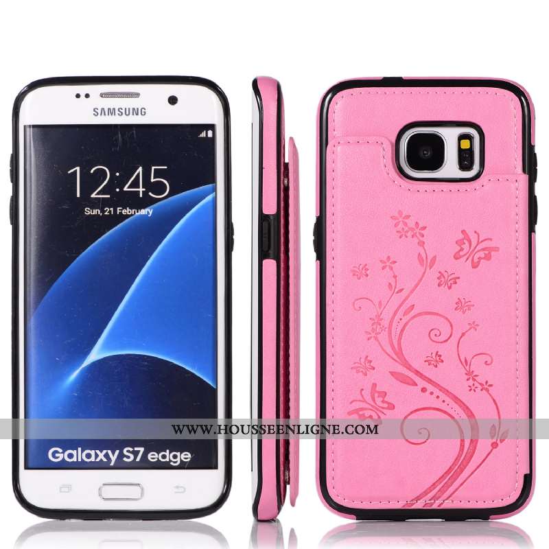 Étui Samsung Galaxy S7 Portefeuille Protection Support Tout Compris Rose Coque