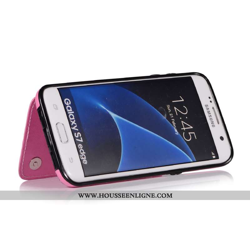 Étui Samsung Galaxy S7 Portefeuille Protection Support Tout Compris Rose Coque