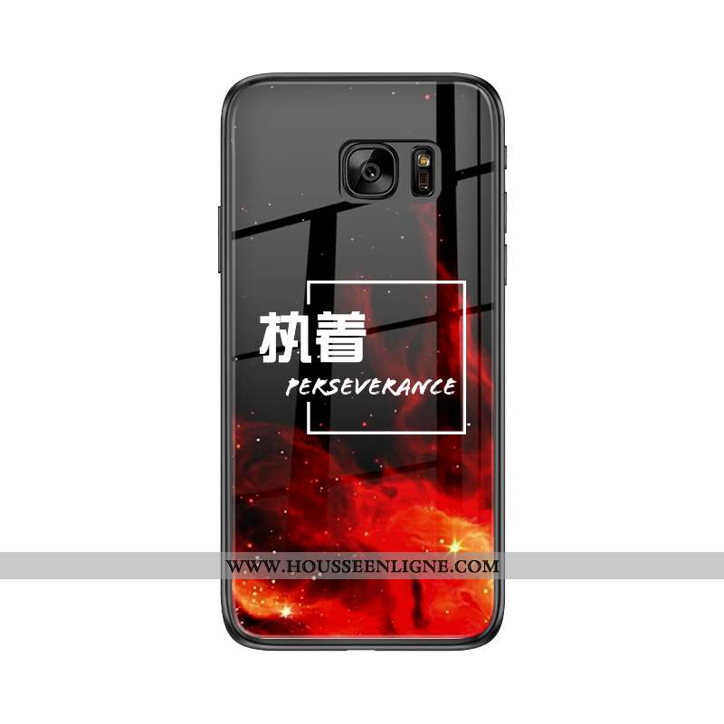 Étui Samsung Galaxy S7 Silicone Protection Étoile Téléphone Portable Coque Verre Noir