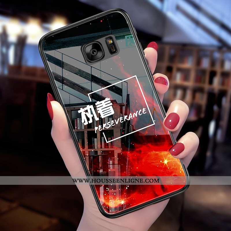 Étui Samsung Galaxy S7 Silicone Protection Étoile Téléphone Portable Coque Verre Noir
