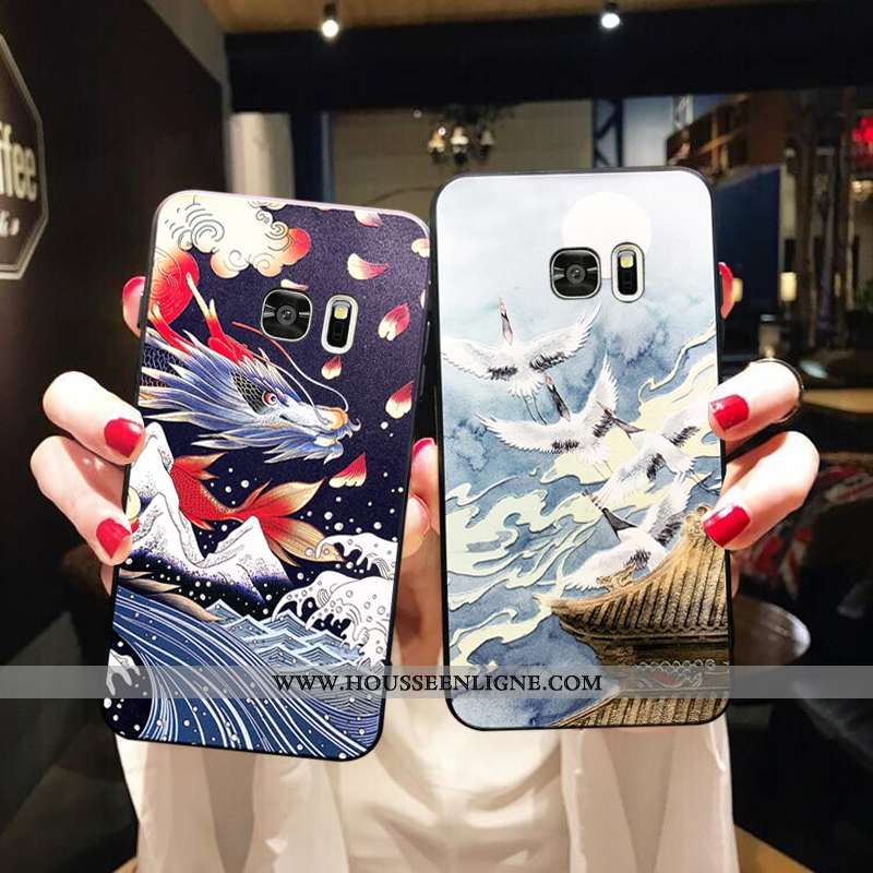 Étui Samsung Galaxy S7 Tendance Fluide Doux Bleu Téléphone Portable Protection Net Rouge Créatif