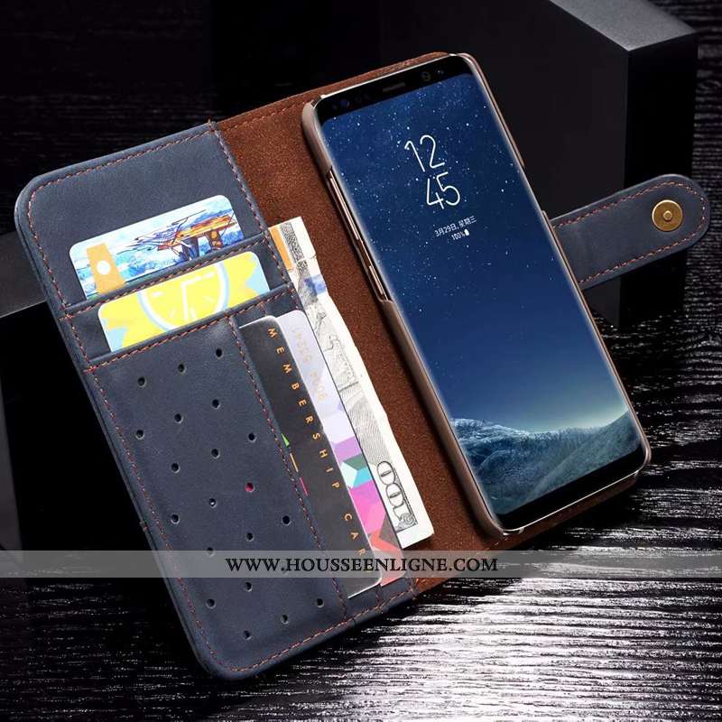 Étui Samsung Galaxy S8+ Protection Cuir Véritable Luxe Incassable Téléphone Portable Étoile Tout Com