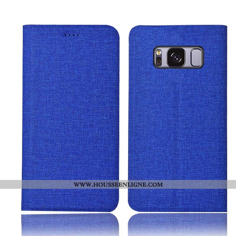 Étui Samsung Galaxy S8+ Protection Cuir Étoile Lin Housse Incassable Bleu