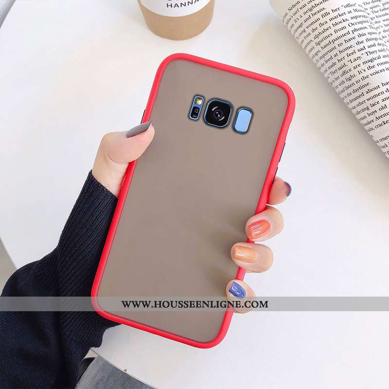 Étui Samsung Galaxy S8 Transparent Délavé En Daim Coque Bordure Fluide Doux Silicone Étoile Rouge