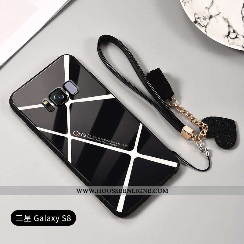 Étui Samsung Galaxy S8 Verre Personnalité Créatif Bordure Étoile Incassable Difficile Noir