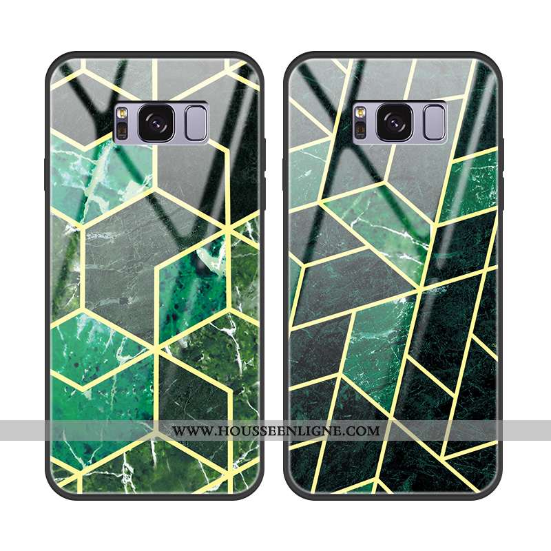 Étui Samsung Galaxy S8 Verre Personnalité Téléphone Portable Tendance Incassable Modèle Fleurie Vert