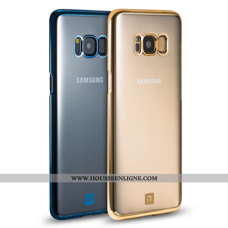 Étui Samsung Galaxy S8+ Verre Transparent Fleur Légère Incassable Placage Coque Doré