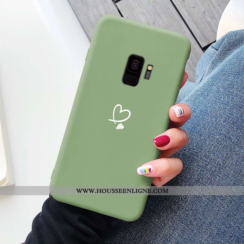 Étui Samsung Galaxy S9 Créatif Dessin Animé Légère Protection Fluide Doux Amour Ultra Verte