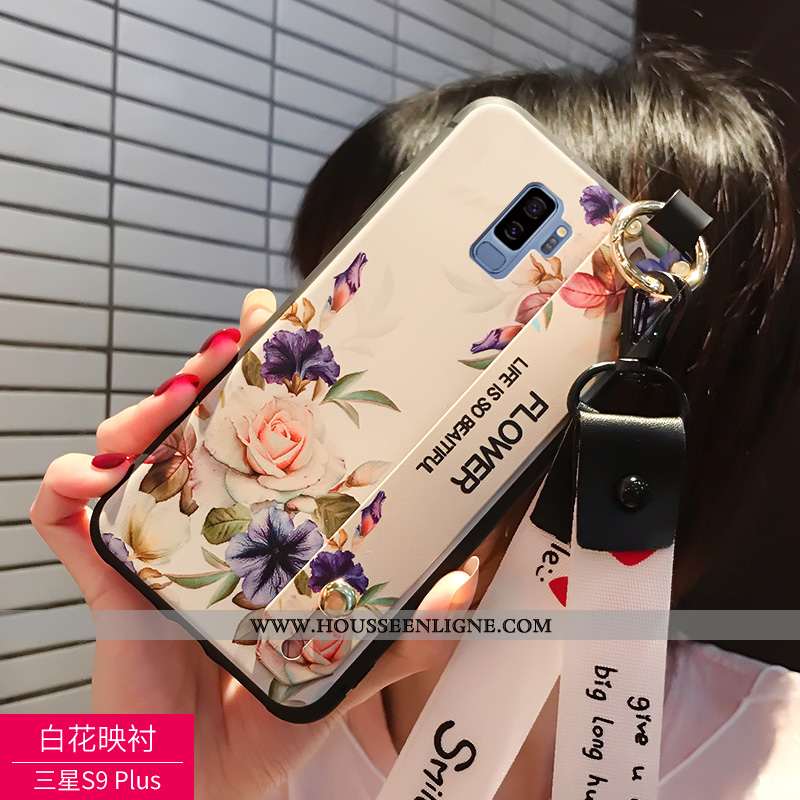 Étui Samsung Galaxy S9+ Personnalité Créatif Coque Cou Suspendu Protection Téléphone Portable Noir