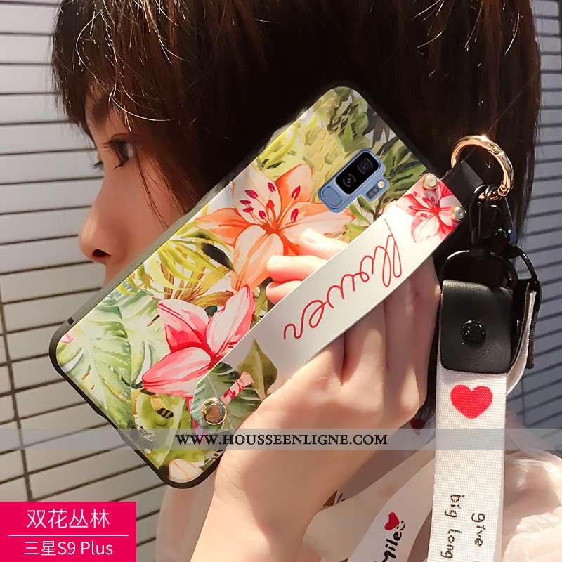 Étui Samsung Galaxy S9+ Personnalité Créatif Coque Cou Suspendu Protection Téléphone Portable Noir