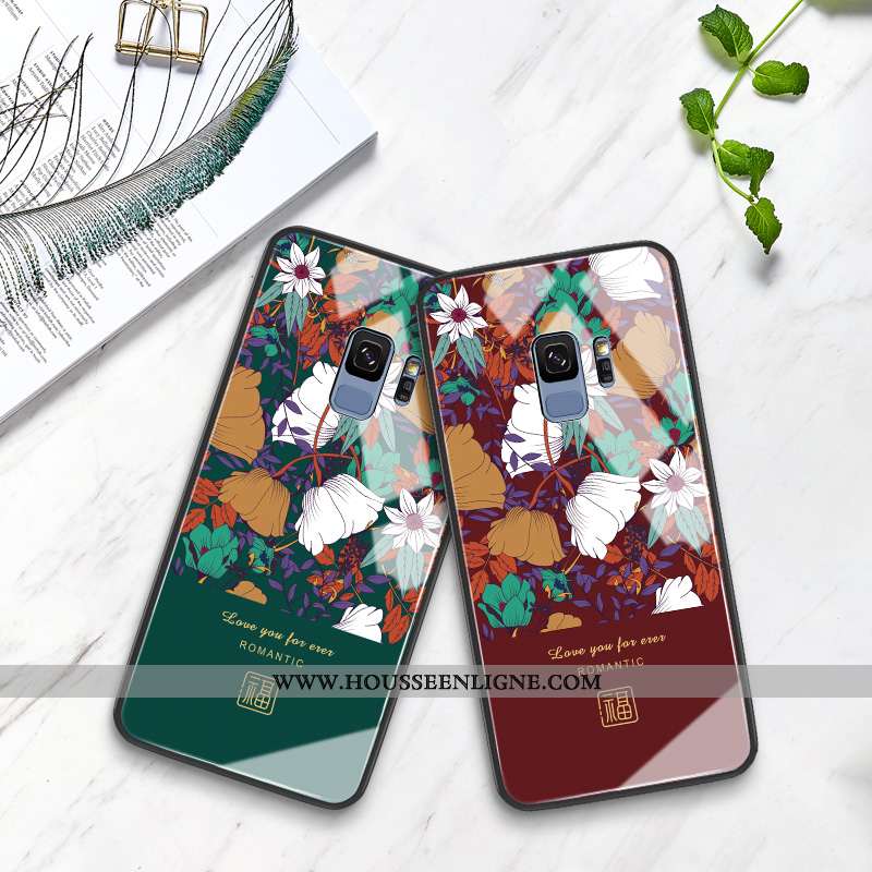 Étui Samsung Galaxy S9 Protection Verre Art Téléphone Portable Tout Compris Étoile Net Rouge Bordeau