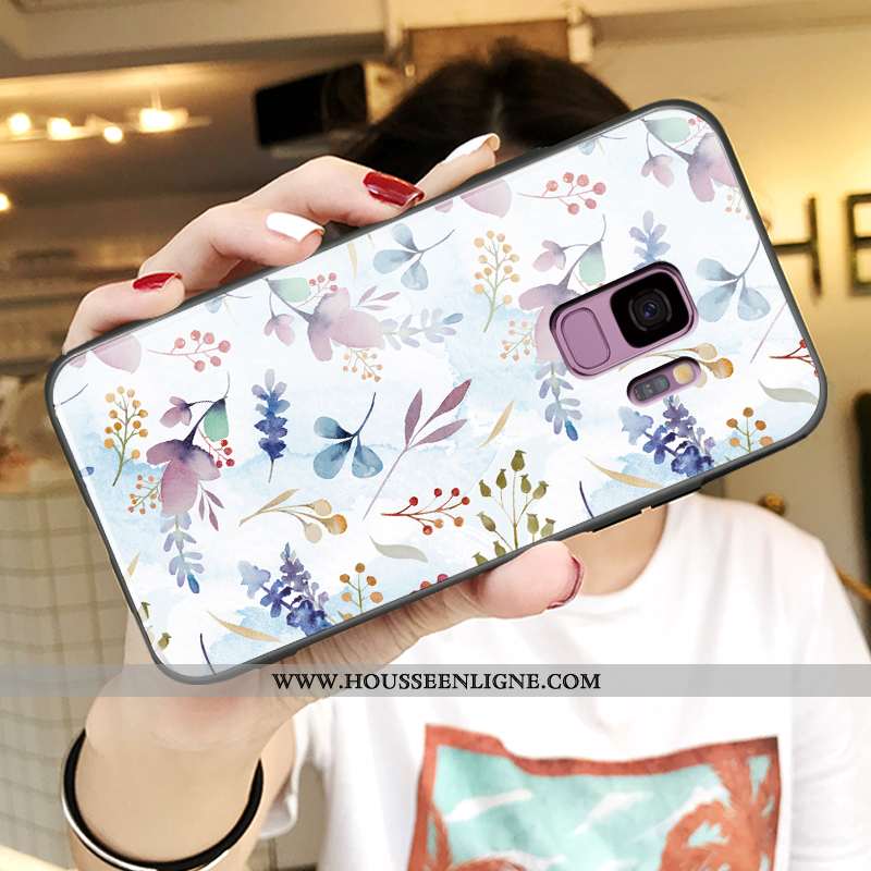 Étui Samsung Galaxy S9 Tendance Fluide Doux Amoureux Nouveau Incassable Créatif Verre Blanche