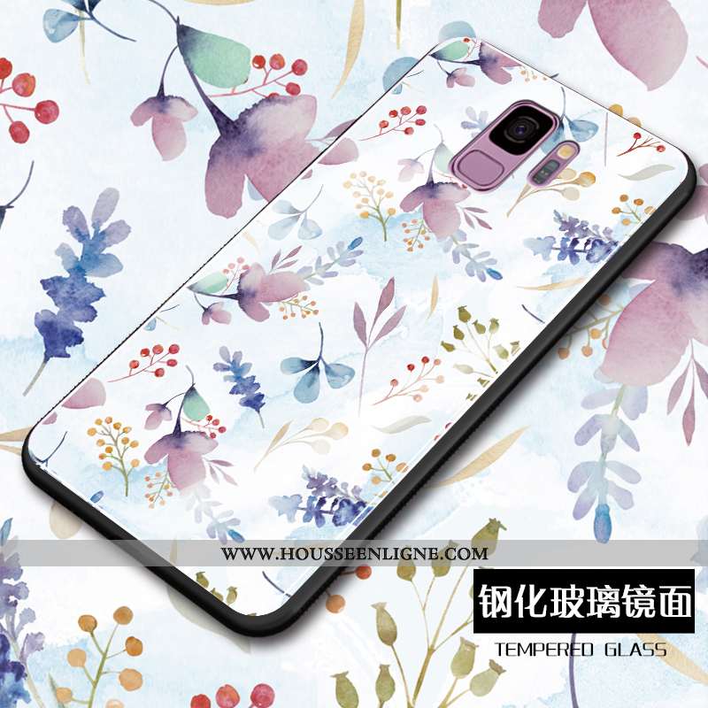Étui Samsung Galaxy S9 Tendance Fluide Doux Amoureux Nouveau Incassable Créatif Verre Blanche