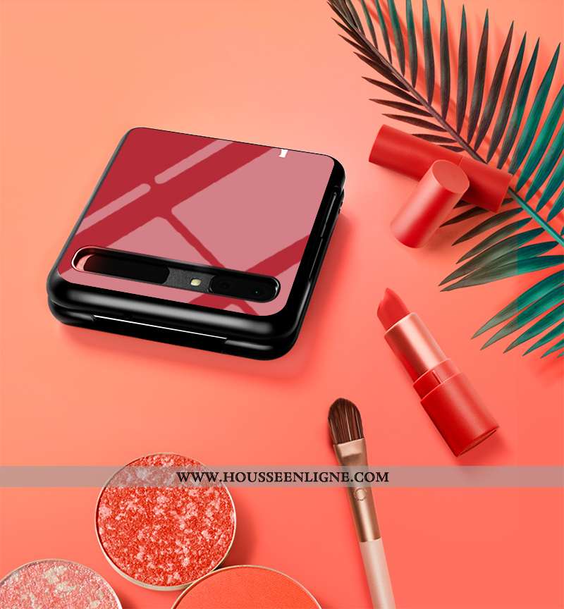 Étui Samsung Z Flip Cuir Modèle Fleurie Téléphone Portable Étoile Protection Rose