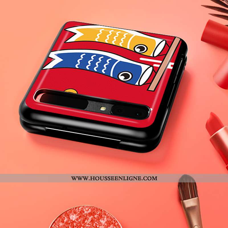 Étui Samsung Z Flip Protection Ornements Suspendus Personnalisé Téléphone Portable Cuir Coque Rouge