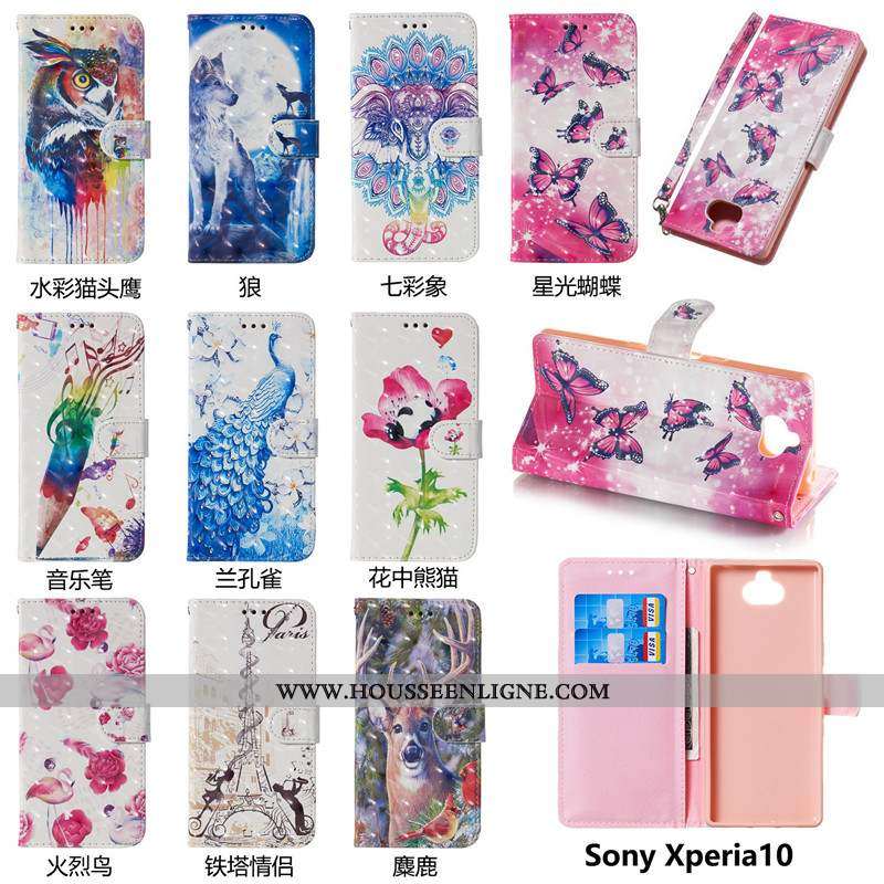 Étui Sony Xperia 10 Cuir Protection Téléphone Portable Clamshell Charmant Rose
