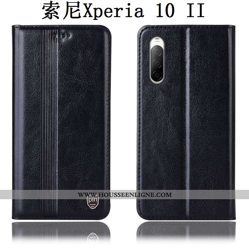 Étui Sony Xperia 10 Ii Protection Cuir Véritable Téléphone Portable Incassable Coque Housse Marron