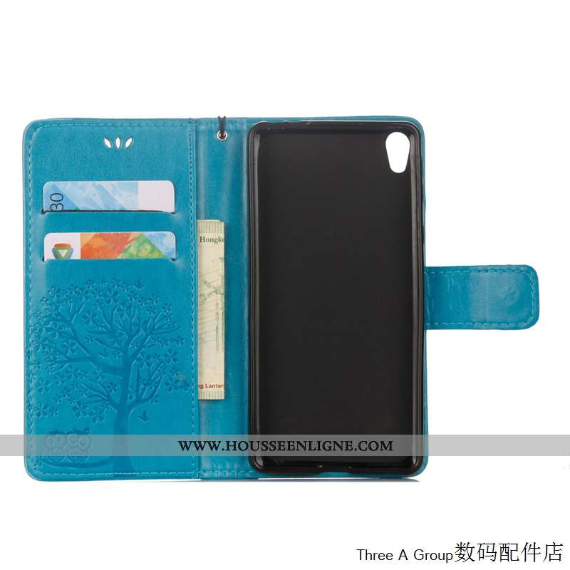 Étui Sony Xperia L1 Protection Cuir Coque Bleu Téléphone Portable Housse