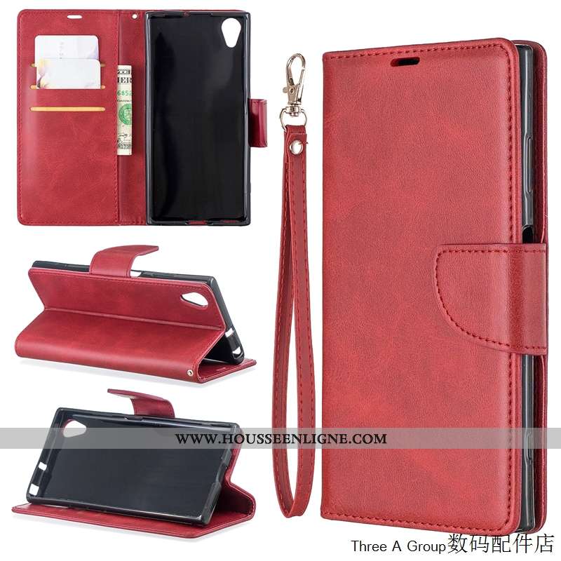 Étui Sony Xperia Xa1 Plus Cuir Protection Téléphone Portable Incassable Tout Compris Rouge Business